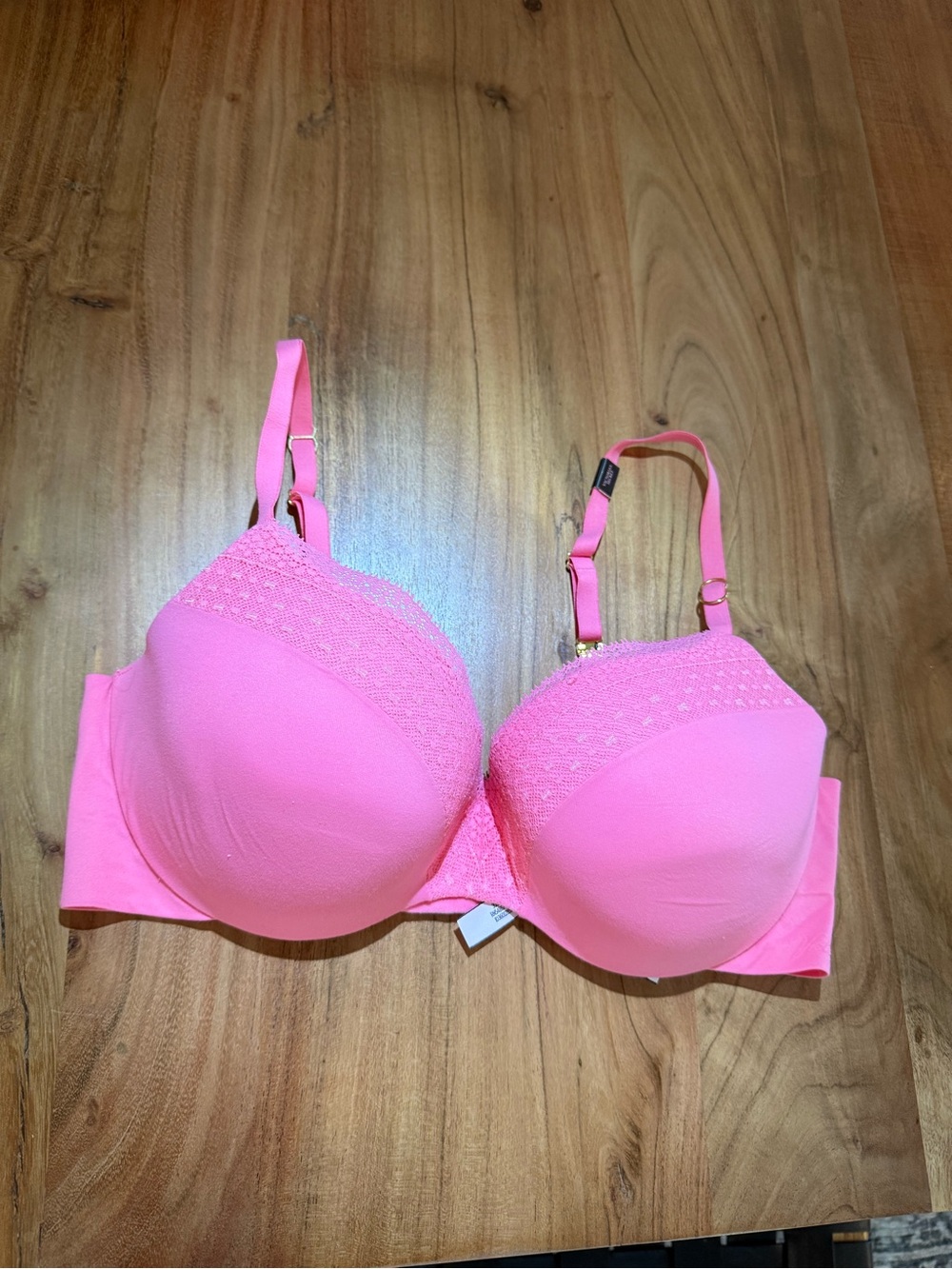 Victoria's Secret Hot Pink Lace-Accent T-Shirt Bra